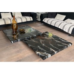 Rare Double Faux-Marble Resin Coffee Table on Chrome Legs by Willy Rizzo, circa 1970