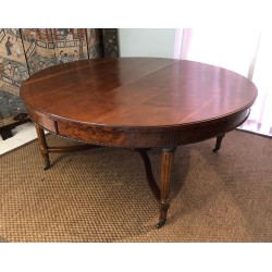 Neoclassical Mahogany and Bronze Extending Pedestal Dining Table, Louis XVI Style, France, 19th Century