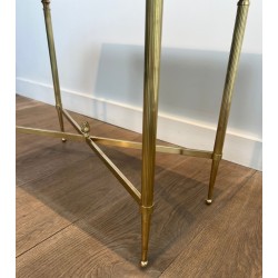 Pair of Brass Side Tables with Églomisé Mirror Tops, Maison Jansen, France, circa 1940