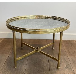 Brass Neoclassical Coffee Table with Antique Mirror Top, Maison Baguès, France, circa 1940