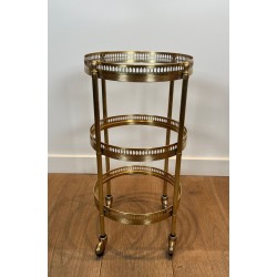 Pair of Round Art Déco Drinks Trolleys with Removable Trays, Maison Jansen, France, circa 1940