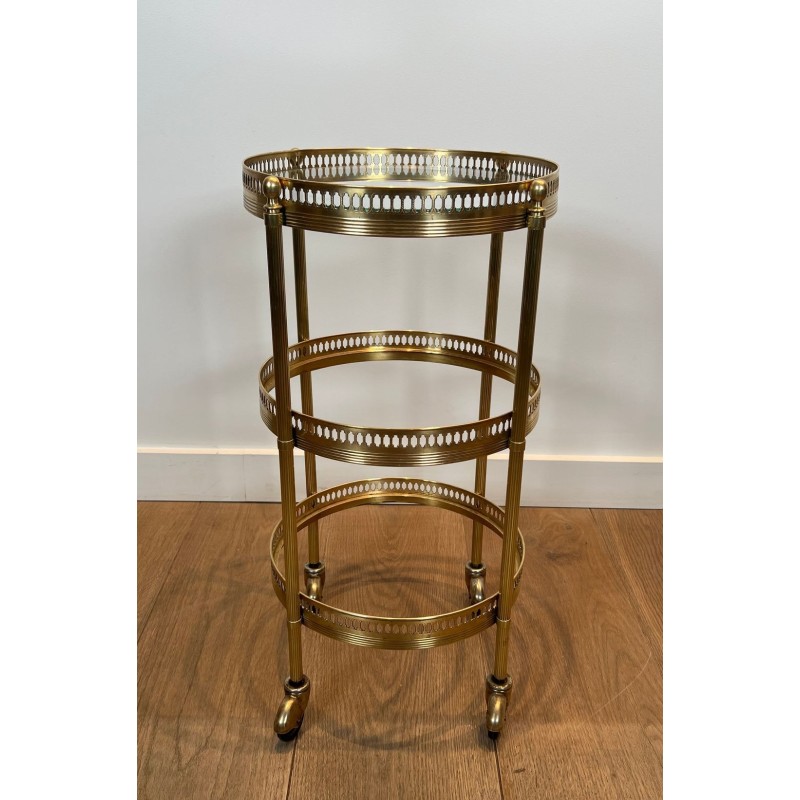 Pair of Round Art Déco Drinks Trolleys with Removable Trays, Maison Jansen, France, circa 1940