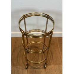 Pair of Round Art Déco Drinks Trolleys with Removable Trays, Maison Jansen, France, circa 1940