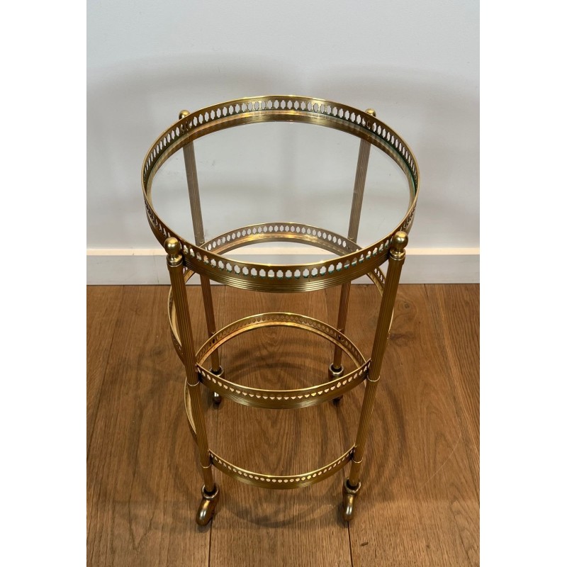 Pair of Round Art Déco Drinks Trolleys with Removable Trays, Maison Jansen, France, circa 1940