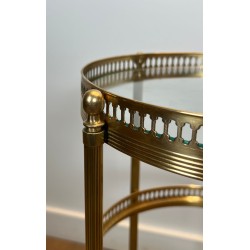 Pair of Round Art Déco Drinks Trolleys with Removable Trays, Maison Jansen, France, circa 1940