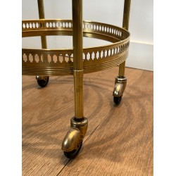 Pair of Round Art Déco Drinks Trolleys with Removable Trays, Maison Jansen, France, circa 1940