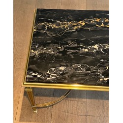 Art Déco Bronze Coffee Table with Black Portor Marble Top, in the Style of Maison Jansen, France, circa 1940