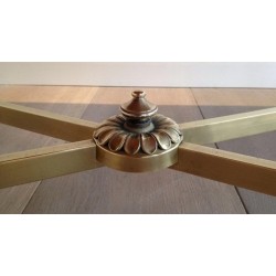 Art Déco Brass Coffee Table with Black Lacquered Glass Top, Maison Jansen, France, circa 1940