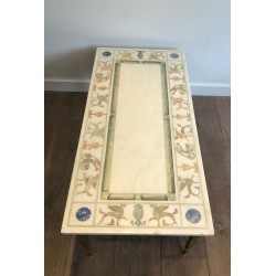 Neoclassical Bronze and Brass Coffee Table with Marble Top, France, circa 1935