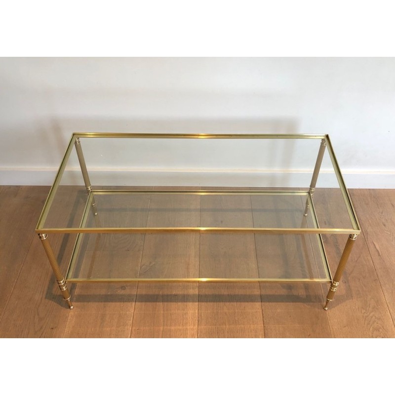 Brass Rectangular Coffee Table in the style of Maison Jansen. Circa 1940