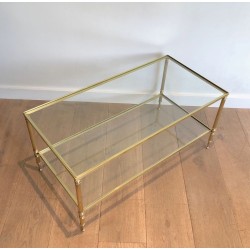 Brass Rectangular Coffee Table in the style of Maison Jansen. Circa 1940