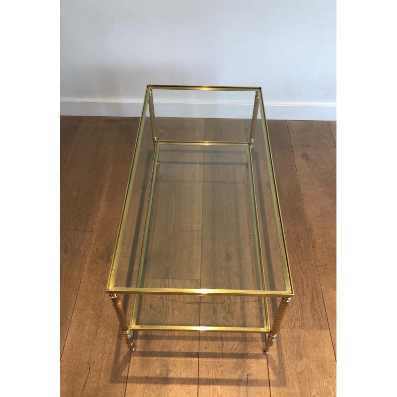 Brass Rectangular Coffee Table in the style of Maison Jansen. Circa 1940