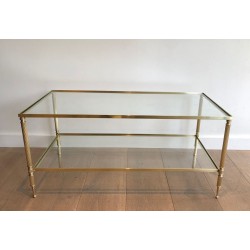 Brass Rectangular Coffee Table in the style of Maison Jansen. Circa 1940