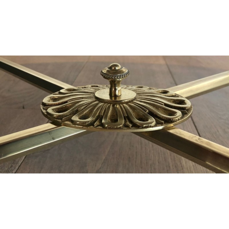 Neoclassical Oval Coffee Table in Brass with Carrara White Marble Top, Maison Jansen, circa 1940