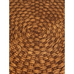Large Round Rope & Wood Coffee Table, in the Style of Audoux-Minet, France c.1970