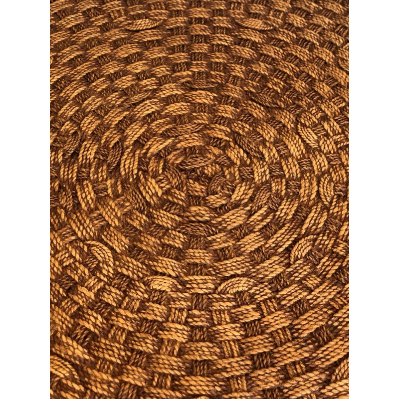Large Round Rope & Wood Coffee Table, in the Style of Audoux-Minet, France c.1970