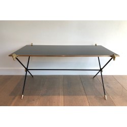 Neoclassical Coffee Table with Brass Horse Head Mounts, Maison Jansen, France circa 1940
