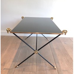 Neoclassical Coffee Table with Brass Horse Head Mounts, Maison Jansen, France circa 1940