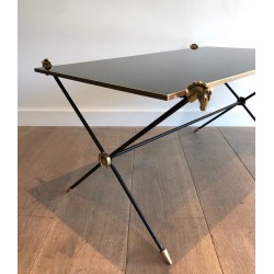 Neoclassical Coffee Table with Brass Horse Head Mounts, Maison Jansen, France circa 1940