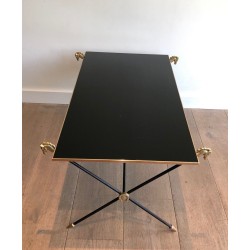 Neoclassical Coffee Table with Brass Horse Head Mounts, Maison Jansen, France circa 1940