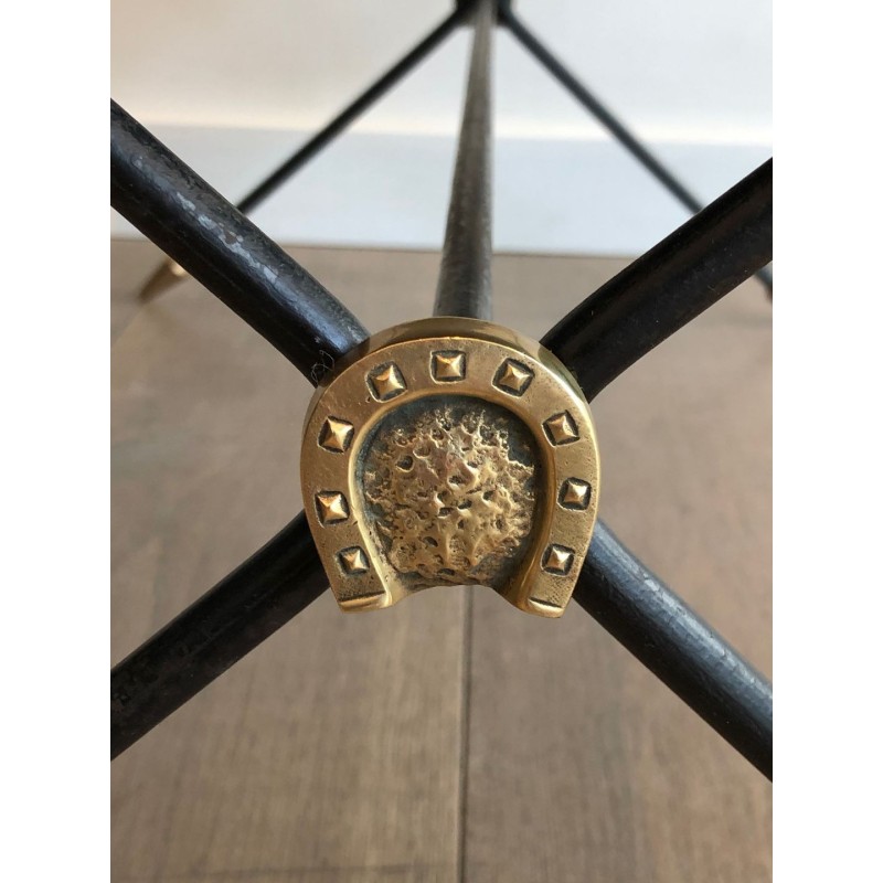 Neoclassical Coffee Table with Brass Horse Head Mounts, Maison Jansen, France circa 1940