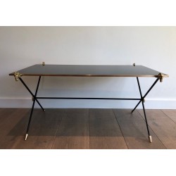 Neoclassical Coffee Table with Brass Horse Head Mounts, Maison Jansen, France circa 1940