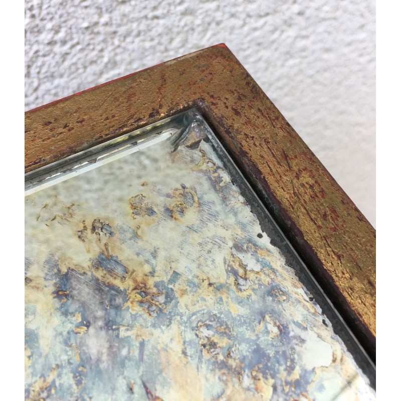 Painted Steel & Gilt Coffee Table with Antique Mirror Top, in the Style of Jacques Quinet, France c.1940