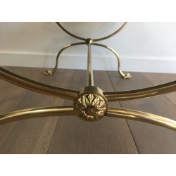 Maison Jansen Neoclassical Brass Coffee Table with Dolphin Heads & Mirror Top, France c.1940