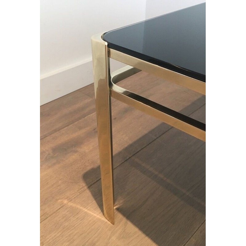 Bronze & Brass Coffee Table Signed Jacques Théophile Lepelletier, Numbered, France circa 1970