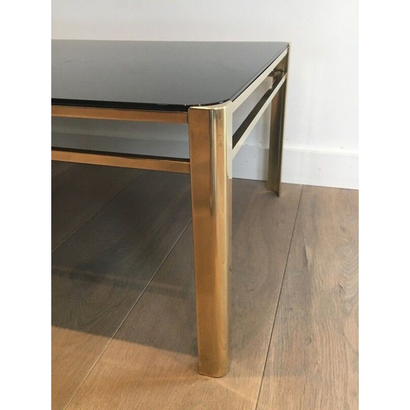 Bronze & Brass Coffee Table Signed Jacques Théophile Lepelletier, Numbered, France circa 1970
