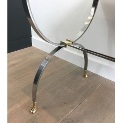 Rare Maison Jansen Brushed Steel & Brass Neoclassical Coffee Table with Claw Feet, circa 1940