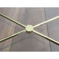 Rectangular Brass & Black Leather Coffee Table in the Style of Jacques Adnet, circa 1970