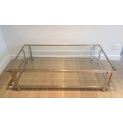 Two-Tier Chrome and Glass Rectangular Coffee Table