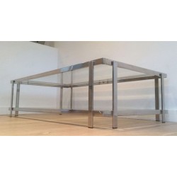 Two-Tier Chrome and Glass Rectangular Coffee Table