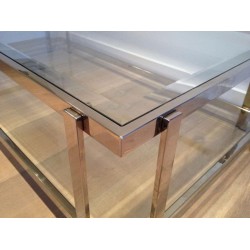 Two-Tier Chrome and Glass Rectangular Coffee Table