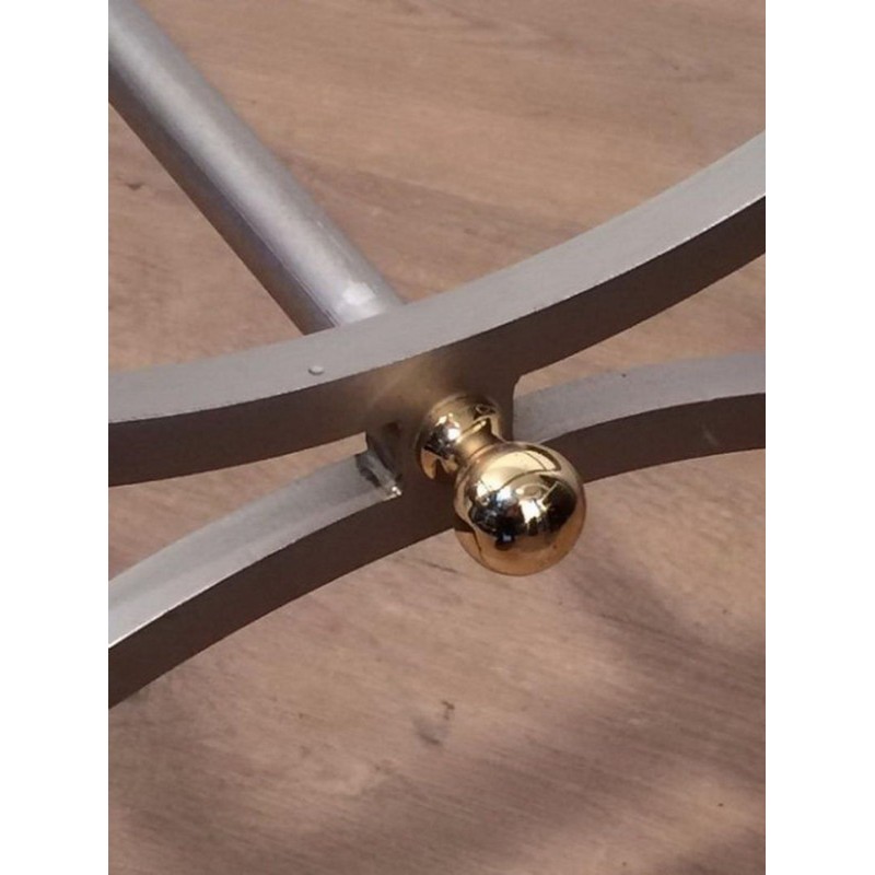 Brushed Steel and Brass Swan Coffee Table by Maison Jansen