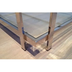 Two-Tier Chrome and Glass Rectangular Coffee Table