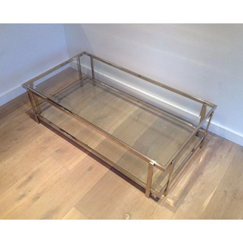 Two-Tier Chrome and Glass Rectangular Coffee Table