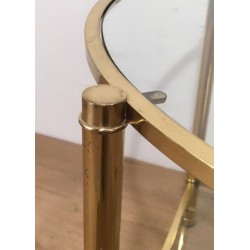 Pair of Round Brass and Glass Side Tables