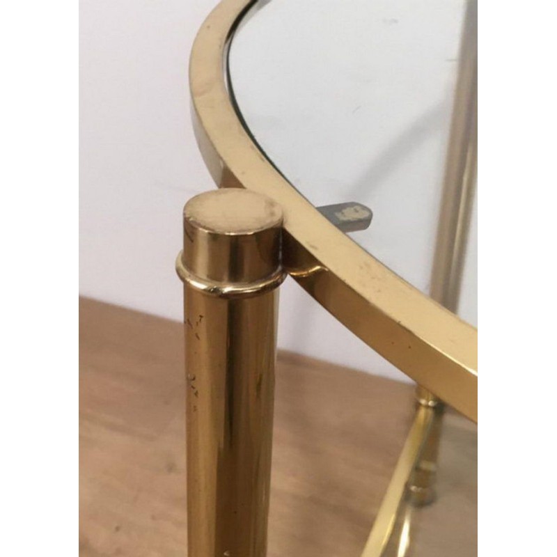 Pair of Round Brass and Glass Side Tables