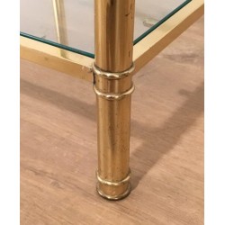 Pair of Round Brass and Glass Side Tables