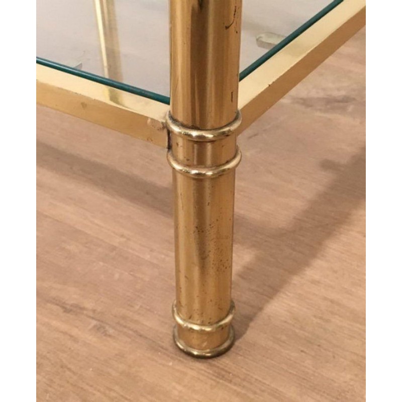 Pair of Round Brass and Glass Side Tables