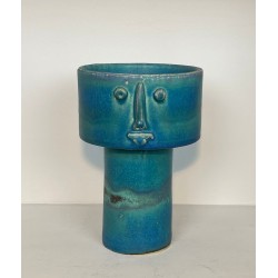 Turquoise-Glazed Zoomorphic Ceramic Pitcher Signed by Didier Toulemonde