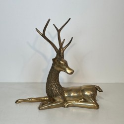 Large Bronze Recumbent Stag with Engraved Shamanic Motifs