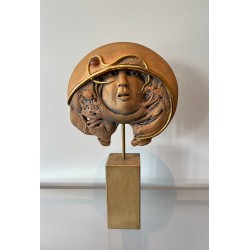 Terracotta Relief Sculpture Signed Jean-Claude Vanhaecke, Belgian Ceramist