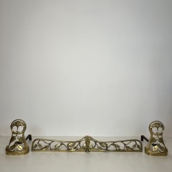 Pair of Art Nouveau Bronze Andirons with Flowers and Foliage, French circa 1900