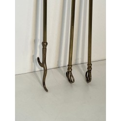 Neoclassical Brass Fireplace Companion Set with Pine Cone Finials, in the Style of Maison Baguès, circa 1970