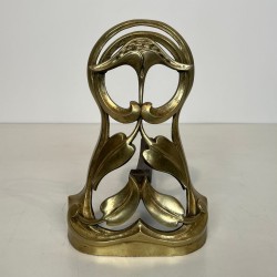 Pair of Art Nouveau Bronze Andirons with Flowers and Foliage, French circa 1900