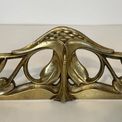Pair of Art Nouveau Bronze Andirons with Flowers and Foliage, French circa 1900