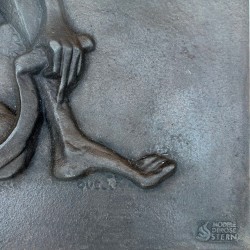 Art Deco Cast Iron Fireback, Allegorical Harvest Nude, Foundry Stern, circa 1950